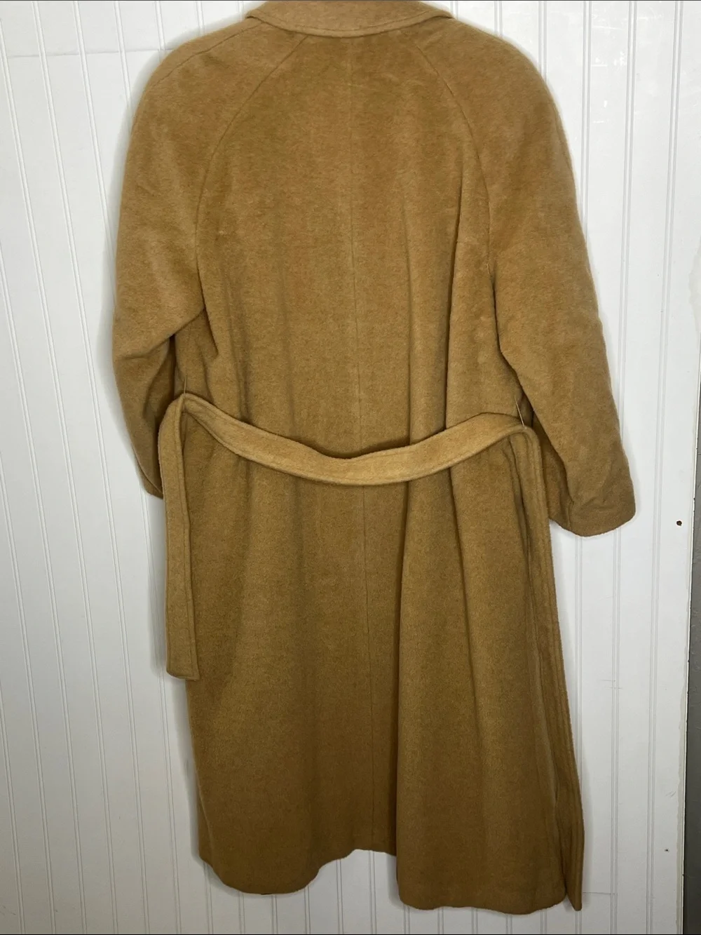 Womens Camel Belted Trench Coat with Notched Collar